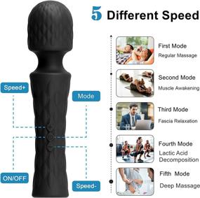 img 2 attached to Powerful Handheld Cordless Massager - 5 Speed 8 Vibration Modes for Ultimate Body Pain Relief and Relaxation