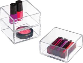 img 2 attached to 🗄️ iDesign Clarity Plastic Drawer Organizer: Clear Cosmetic Storage Container for Vanity, Bathroom, Kitchen Cabinets - 4" x 4" x 2