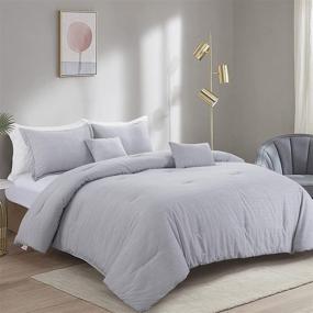 img 4 attached to 🛏️ HOMBYS Queen Comforter Set, 5 Piece Grey Bedding Comforter Set for Queen Bed, Cationic Dyeing Ultra Soft Comforters & Sets with Pillow Shams & Decorative Pillows