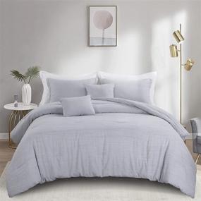 img 3 attached to 🛏️ HOMBYS Queen Comforter Set, 5 Piece Grey Bedding Comforter Set for Queen Bed, Cationic Dyeing Ultra Soft Comforters & Sets with Pillow Shams & Decorative Pillows