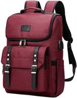 🎒 vintage laptop backpack with usb charging port - ideal for school, college students, men, women - fits 15.6 inch laptop - red logo