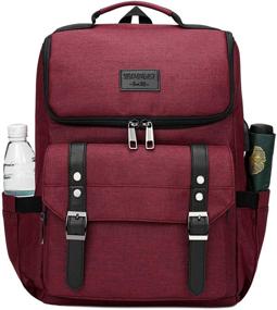 img 3 attached to 🎒 Vintage Laptop Backpack with USB Charging Port - Ideal for School, College Students, Men, Women - Fits 15.6 Inch Laptop - Red