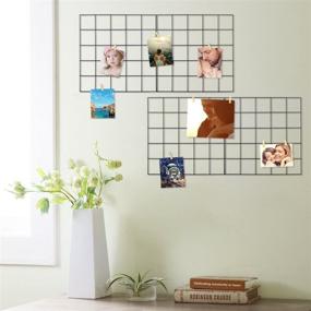 img 1 attached to 🖼️ Room Wall Decorations: Metal Mesh Wire Grid Wall Panel with 30 Clips, Set of 4 for Photo Hanging Display