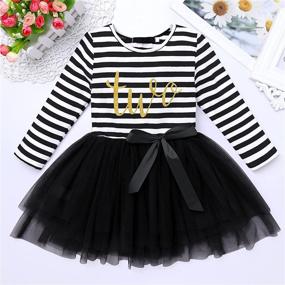 img 3 attached to 👗 Baby Girls' Long Sleeve Princess Cake Smash Baptism Crown Tulle Party Dress: Perfect Outfit for 1st, 2nd or 3rd Birthday, Striped Tutu Gown!