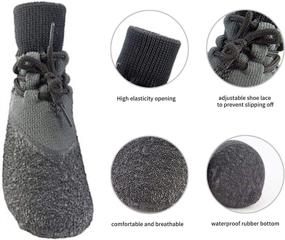 img 3 attached to 🐾 FSHIP Anti-Slip Dog Shoes: Waterproof Paw Protectors with Adjustable Socks and Shoelace for Indoor and Outdoor Hardwood Floor Traction Control