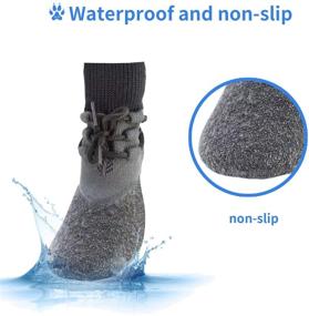 img 2 attached to 🐾 FSHIP Anti-Slip Dog Shoes: Waterproof Paw Protectors with Adjustable Socks and Shoelace for Indoor and Outdoor Hardwood Floor Traction Control