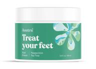 👣 asutra treat your feet foot cream - 3.4 fl.oz | rich lotion for dry, cracked feet with peppermint & tea tree essential oils | promotes healthy feet logo