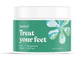 img 4 attached to 👣 ASUTRA Treat Your Feet Foot Cream - 3.4 fl.oz | Rich Lotion for Dry, Cracked Feet with Peppermint & Tea Tree Essential Oils | Promotes Healthy Feet