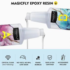 img 3 attached to 🔮 Magicfly 32oz Epoxy Resin Kit for Jewelry Making, Art, Wood - Crystal Clear Casting and Coating Resin with Silicone Cups, Mat, Mixing Stick, Gloves, Dripping Nozzles - Ideal for Beginners