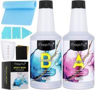 🔮 magicfly 32oz epoxy resin kit for jewelry making, art, wood - crystal clear casting and coating resin with silicone cups, mat, mixing stick, gloves, dripping nozzles - ideal for beginners logo
