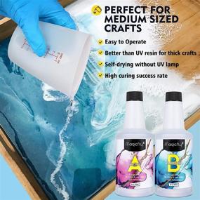 img 2 attached to 🔮 Magicfly 32oz Epoxy Resin Kit for Jewelry Making, Art, Wood - Crystal Clear Casting and Coating Resin with Silicone Cups, Mat, Mixing Stick, Gloves, Dripping Nozzles - Ideal for Beginners