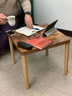 🔲 decomil - vintage side table collection - industrial walnut solid wood end table, square sofa table with stable construction, sturdy design, quick assembly, wood look accent logo