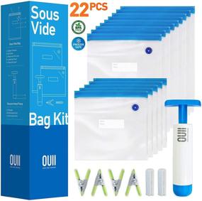 img 4 attached to OUII Sous Vide Bags for Joule and Anova Cookers - 15 Reusable BPA-Free Sous Vide Bags with Vacuum Hand Pump - Various Sizes, Vacuum Sealer Bags for Food Storage, Freezer Safe - Fits Any Sous Vide Machine