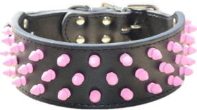 img 3 attached to 🐶 Haoyueer 2-Inch Wide Cool Pink Spiked Studded Leather Dog Collars for Medium Large Dogs Pit Bull Mastiff Bully Boxer