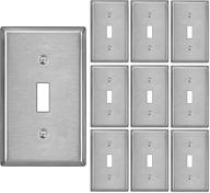industrial grade metal wall plate - 10 pack stainless steel toggle switch cover with white or clear plastic film, corrosion resistant and brushed finish logo