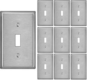 img 4 attached to Industrial Grade Metal Wall Plate - 10 Pack Stainless Steel Toggle Switch Cover with White or Clear Plastic Film, Corrosion Resistant and Brushed Finish