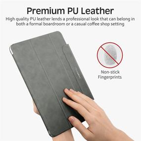 img 3 attached to 📱 KingBlanc Magnetic Case for iPad Pro 11in 2021/2020/2018 (3rd/2nd Gen), Slim Pu Leather Folio Cover, Auto Sleep/Wake, Smart Trifold Stand - Gray