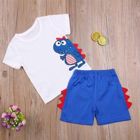 img 3 attached to KnniMorning TEES Outfits Dinosaur Two Piece Boys' Clothing via Clothing Sets