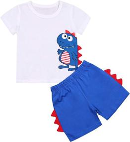 img 4 attached to KnniMorning TEES Outfits Dinosaur Two Piece Boys' Clothing via Clothing Sets