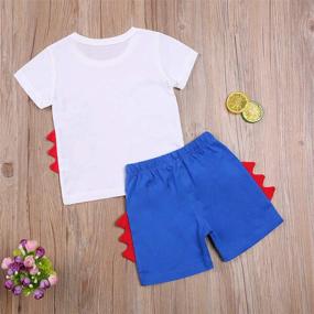 img 2 attached to KnniMorning TEES Outfits Dinosaur Two Piece Boys' Clothing via Clothing Sets