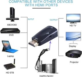 img 2 attached to 🔌 4K HDMI to VGA Adapter Converter with Audio Jack Cable - Gold-Plated Male to Female Connector for Laptop, PC, Monitor, Projector, TV, DVD