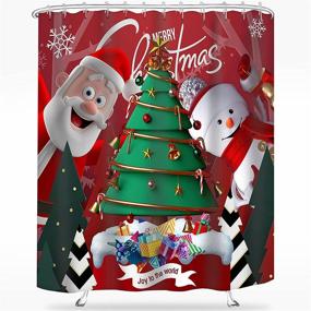 img 4 attached to 🎅 Wasserrhythm Christmas Shower Curtains: Festive Santa Claus, Snowman, and Christmas Tree 72x72 Inches