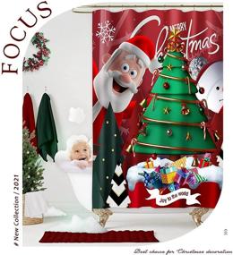 img 2 attached to 🎅 Wasserrhythm Christmas Shower Curtains: Festive Santa Claus, Snowman, and Christmas Tree 72x72 Inches