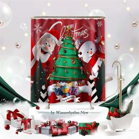 img 3 attached to 🎅 Wasserrhythm Christmas Shower Curtains: Festive Santa Claus, Snowman, and Christmas Tree 72x72 Inches