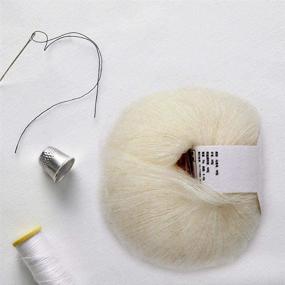 img 3 attached to Soft Mohair Knit Long Wool Yarn DIY Scarf Crochet Thread Supplies - Wool Yarn for Knitting (with a Crochet Hook) - White