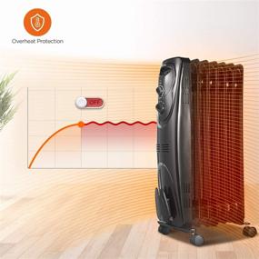 img 1 attached to 🔥 Pelonis PHO15A2AGB Basic Black Electric Oil Filled Radiator Space Heater - 26.10 x 14.20 x 11.00 inches