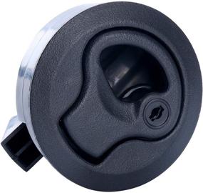 img 2 attached to Amarine Made 2-inch Flush Pull Slam Latch Round Pull Latch for RV Boat Deck Hatch 1/4-inch Door Cabinet Hardware Lock-Black