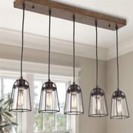 🏡 rustic farmhouse chandelier: industrial pendant lighting for kitchen island – modern 5-light fixture логотип