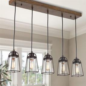 img 3 attached to 🏡 Rustic Farmhouse Chandelier: Industrial Pendant Lighting for Kitchen Island – Modern 5-Light Fixture