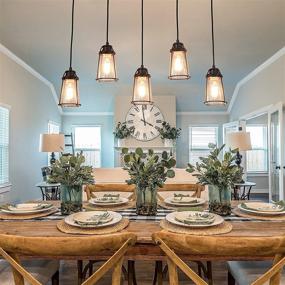 img 2 attached to 🏡 Rustic Farmhouse Chandelier: Industrial Pendant Lighting for Kitchen Island – Modern 5-Light Fixture