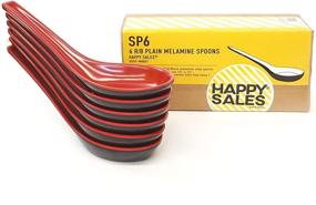 img 1 attached to Happy Sales Melamine Soba and Rice Spoons - Chinese Won Ton Soup Spoon Set, Red and Black, Pack of 6 - Plain Style