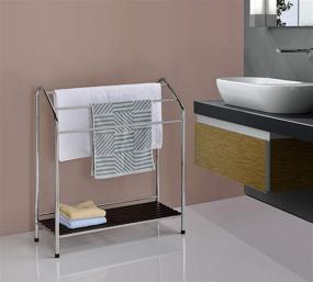 img 4 attached to Victory Chrome Free Standing Bathroom Towel Rack with Shelf by Kings Brand