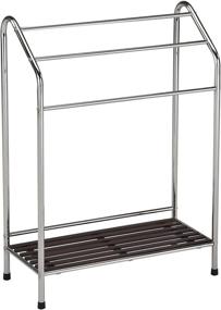 img 1 attached to Victory Chrome Free Standing Bathroom Towel Rack with Shelf by Kings Brand