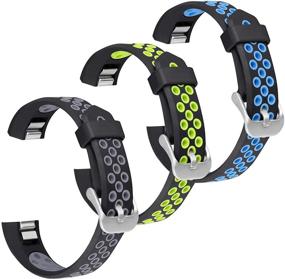 img 4 attached to SKYLET Soft Sport Wristbands for Fitbit Ace Kids/Fitbit Alta Hr, 3 Pack Breathable Bands for Men and Women