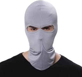 img 2 attached to 🧢 Light Gray GANWAY Wind Cap Motorcycle Ski Mask Balaclava for Outdoor Sports Cycling