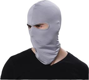 img 1 attached to 🧢 Light Gray GANWAY Wind Cap Motorcycle Ski Mask Balaclava for Outdoor Sports Cycling