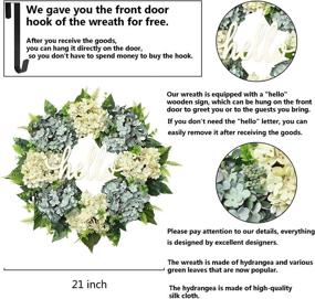 img 3 attached to 🌸 POETIC WREATH Winter Wreath: Handmade Hydrangea Farmhouse Front Door Decor in White and Blue