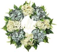 🌸 poetic wreath winter wreath: handmade hydrangea farmhouse front door decor in white and blue логотип