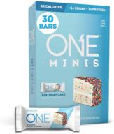 🎂 one minis birthday cake protein bars: gluten-free, 7g protein, less than 1g sugar (30 pack) logo