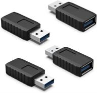 eluteng usb coupler male to female adapter 4-pack | usb 3.0 type a superspeed 5gbps extension connector | compatible with laptop, hard drive, printer, camera логотип