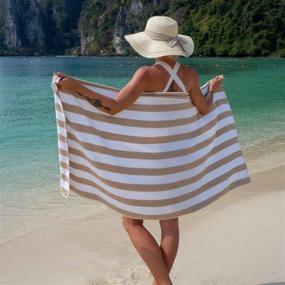 img 1 attached to 🏖️ Premium 100% Cotton Arkwright Beach Towels - Set of 4 (30x60, Beige) - Ideal for Pool, Bath, and Beach