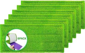 img 4 attached to Reusable Microfiber Mop Pads 6 Pack for WetJet: Green Washable Refills, Ideal for Home/Office Cleaning