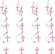 creative converting 5-pack dizzy dangler hanging cross streamers, silver and pink логотип