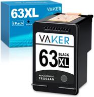 🖨️ vaker remanufactured inkjet cartridge tray for hp 63xl - compatible with officejet, envy, deskjet printer models - 1 black logo