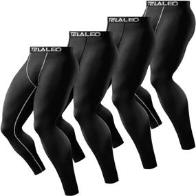 img 4 attached to 🏃 TELALEO 4 Pack Men's Compression Pants: Performance-enhancing Leggings for Athletic Baselayer and Workout Running