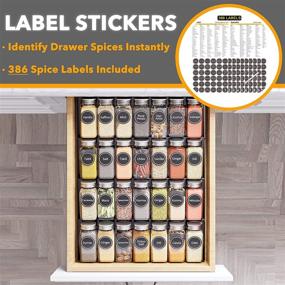 img 2 attached to 🧂 SpaceAid 4 Tier Spice Drawer Organizer with 28 Spice Jars, 386 Spice Labels, Chalk Marker and Funnel Set, Seasoning Rack Tray Insert - 13-inch Wide x 17.5-inch Deep for Kitchen Drawers